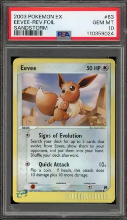 Pokemon Eevee EX Sandstorm Reverse Holo #63 PSA 10 Gem Mint - Image 1