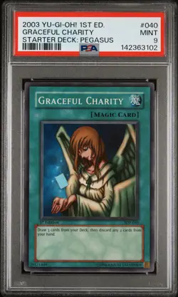 2003 YU-GI-OH! STARTER DECK: PEGASUS 1ST EDITION #040 GRACEFUL CHARITY PSA 9 - Image 1