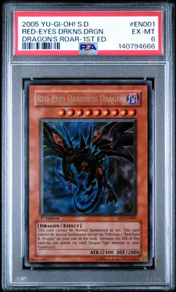 2005 YU-GI-OH! STRUCTURE DECK DRAGON'S ROAR RED-EYES DARKNESS DRAGON PSA 6 - Image 1