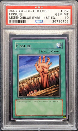Fissure Yugioh 2002 LOB-057 Rare 1st Edition PSA 10 - Image 1
