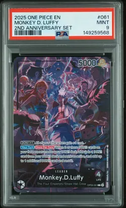 2025 ONE PIECE ENGLISH VERSION 2ND ANNIVERSARY SET #061 MONKEY D. LUFFY PSA 9 - Image 1