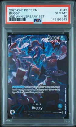 2025 ONE PIECE ENGLISH VERSION 2ND ANNIVERSARY SET #042 BUGGY PSA 10 - Image 1