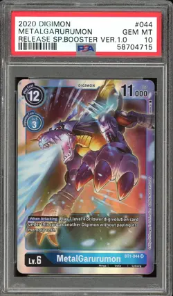 PSA 10 GEM MINT Metalgarurumon Holo Special Booster 1.0 BT1-044 Digimon Card - Image 1