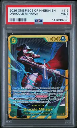 2026 ONE PIECE OP14-EB04-THE AZURE SEA'S SEVEN #119 DRACULE MIHAWK PSA 9 - Image 1