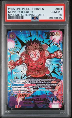 2025 ONE PIECE PRB02-SPECIAL ALTERNATE ART #061 MONKEY D. LUFFY PSA 10 - Image 1