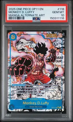 2025 ONE PIECE A FIST OF DIVINE SPEED MANGA ALT ART #118 MONKEY D. LUFFY PSA 10 - Image 1
