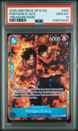 2025 ONE PIECE OP10-ROYAL BLOOD TREASURE RARE #052 PORTGAS D. ACE PSA 10 - Image 1