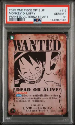 2025 ONE PIECE JPN CARRYING ON HIS WILL WANTED ALT ART MONKEY D. LUFFY PSA 10 - Image 1
