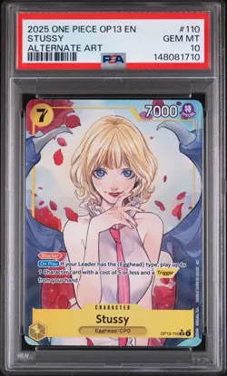 2025 ONE PIECE OP13-CARRYING ON HIS WILL ALTERNATE ART #110 STUSSY PSA 10 - Image 1