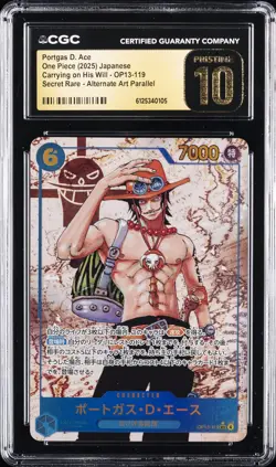 2025 ONE PIECE JPN CARRYING ON HIS WILL #OP13-119 PORTGAS D. ACE CGC 10 PRISTINE - Image 1
