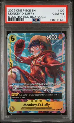 2025 ONE PIECE PROMOS ILLUSTRATION BOX VOL.3 #109 MONKEY D. LUFFY PSA 10 - Image 1
