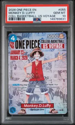 2026 ONE PIECE PROMOS COLLEGE BASKETBALL: US VOYAGE MONKEY D. LUFFY PSA 10 - Image 1