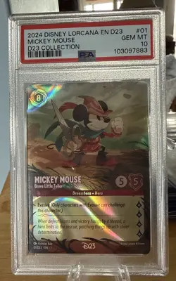 DISNEY LORCANA EN D23 #01 MICKEY MOUSE - BRAVE LITTLE TAILOR PSA 10 - Image 2