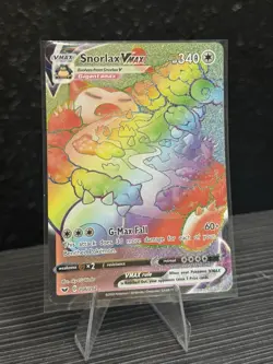 Snorlax Vmax 206/202 Sword & Shield NM Secret Rainbow Rare Full Art Pokemon Card - Image 1