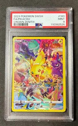 PSA 9 MINT Pikachu Full Art Secret Crown Zenith #160 Pokemon Card TCG - Image 1