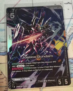 Justice Gundam - GD01-066 - LR+ Alt Art - Newtype Rising - Gundam Card Game TCG - Image 1
