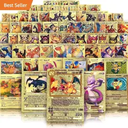 New 55PCS Pok Card Foil GOLD PACK CARDS TCG GX Vmax GX Card Charizard Rare - Image 1