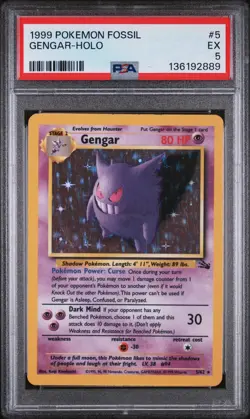 1999 POKEMON FOSSIL #5 GENGAR-HOLO PSA 5 - Image 1