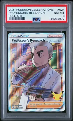 2021 POKEMON CELEBRATIONS #024 FULL ART/PROFESSOR'S RESEARCH PSA 8 - Image 1