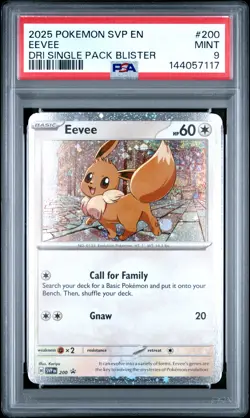 2025 POKEMON SVP DESTINED RIVALS SINGLE PACK BLISTER #200 EEVEE PSA 9 - Image 1
