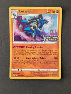 Pokemon TCG Lucario SWSH186 Pre release Promo Brilliant Stars - Image 1