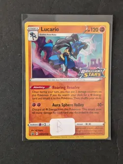 Pokemon TCG Lucario SWSH186 Pre release Promo Brilliant Stars - Image 3