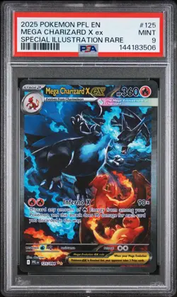 2025 POKEMON PFL EN-PHANTASMAL FLAMES #125 MEGA CHARIZARD X EX PSA 9 - Image 1