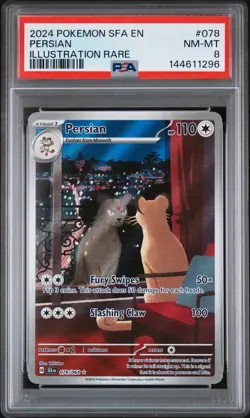 2024 POKEMON SFA EN-SHROUDED FABLE ILLUSTRATION RARE #078 PERSIAN PSA 8 - Image 1