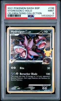 2021 POKEMON SWSH PROMO CELEBRATIONS COLLECTION #138 HYDREIGON C-HOLO PSA 9 - Image 1