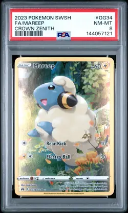 2023 POKEMON SWORD & SHIELD CROWN ZENITH #GG34 FULL ART/MAREEP PSA 8 - Image 1
