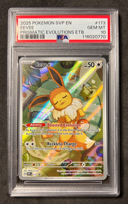 PSA 10 GEM MINT Eevee Promo Prismatic Evolution ETB #173 Pokemon Card TCG - Image 1