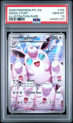 2025 POKEMON PFL EN-PHANTASMAL FLAMES ILLUSTRATION RARE #105 WIGGLYTUFF PSA 10 - Image 1