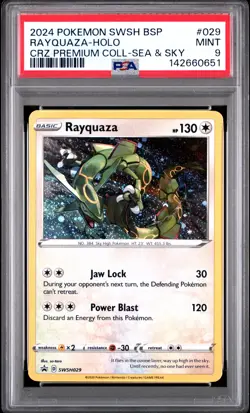 2024 POKEMON SWSH PROMO CROWN ZENITH PREMIUM COLLECTION #029 RAYQUAZA-HOLO PSA 9 - Image 1