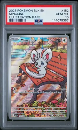 2025 POKEMON BLK EN-BLACK BOLT ILLUSTRATION RARE #152 MINCCINO PSA 10 - Image 1