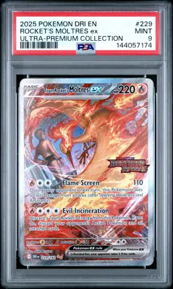 2025 POKEMON DRI ULTRA-PREMIUM COLLECTION #229 TEAM ROCKET'S MOLTRES EX PSA 9 - Image 1