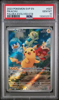 2023 POKEMON SVP EN-SV BLACK STAR PROMO #027 PIKACHU PSA 10 - Image 1