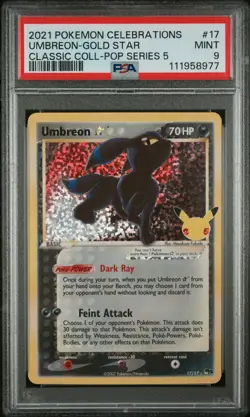 2021 Pokemon Celebrations Classic Collection #17 Umbreon Gold Star PSA 9 - Image 1