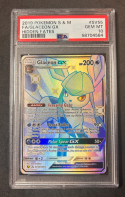 PSA 10 GEM MINT Glaceon GX Full Art Hidden Fates #SV55 Pokemon Card TCG - Image 1
