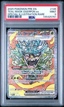 2025 POKEMON PRE EN-PRISMATIC EVOLUTIONS #145 TEAL MASK OGERPON EX PSA 9 - Image 1