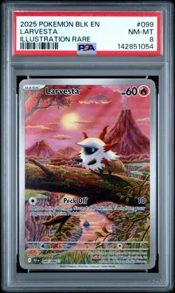2025 POKEMON BLK EN-BLACK BOLT ILLUSTRATION RARE #099 LARVESTA PSA 8 - Image 1