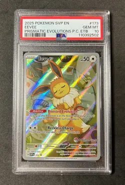 PSA 10 GEM MINT Eevee Pokemon Center Prismatic Evolutions #173 Pokemon Card TCG - Image 1