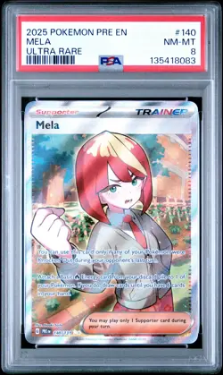 2025 POKEMON PRE EN-PRISMATIC EVOLUTIONS ULTRA RARE #140 MELA PSA 8 - Image 1