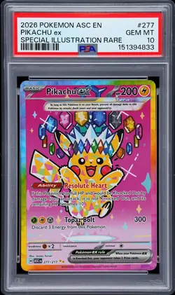 2026 POKEMON ASC EN-ASCENDED HEROES SPECIAL ILLUSTRATION RARE PIKACHU EX PSA 10 - Image 1