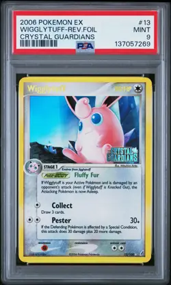 2006 POKEMON EX CRYSTAL GUARDIANS #13 WIGGLYTUFF-REVERSE FOIL PSA 9 - Image 1