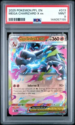 2025 POKEMON PFL EN-PHANTASMAL FLAMES #013 MEGA CHARIZARD X EX PSA 9 - Image 1