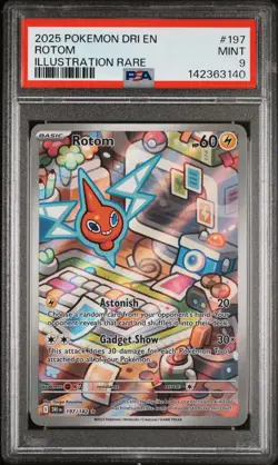 2025 POKEMON DRI EN-DESTINED RIVALS ILLUSTRATION RARE #197 ROTOM PSA 9 - Image 1