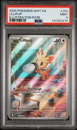 2025 POKEMON WHT EN-WHITE FLARE ILLUSTRATION RARE #154 LILLIPUP PSA 9 - Image 1