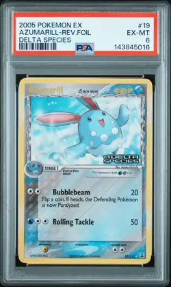 2005 POKEMON EX DELTA SPECIES #19 AZUMARILL-REVERSE FOIL PSA 6 - Image 1
