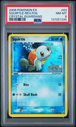 2006 POKEMON EX CRYSTAL GUARDIANS #63 SQUIRTLE-REVERSE FOIL PSA 8 - Image 1