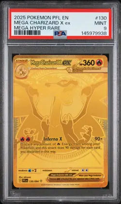 2025 POKEMON PHANTASMAL FLAMES MEGA HYPER RARE #130 MEGA CHARIZARD X EX PSA 9 - Image 1